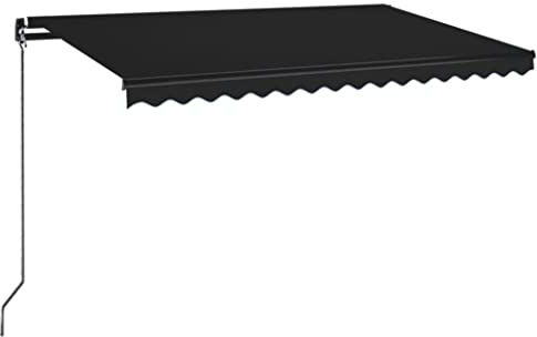 vidaXL Manual Retractable Awning Folding Arm Manual Retractable Awning Outdoor Sunshade Patio Garden with LED 450x350 cm Anthracite