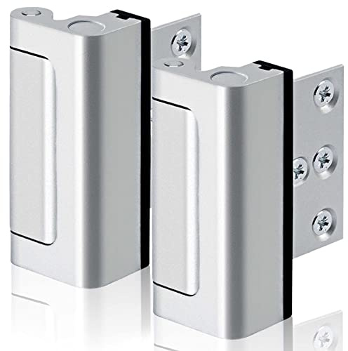 GreaTalent 2PACK Home Security Door Reinforcement Lock Childproof, Add High Security to Home Prevent Unauthorized Entry, Aluminum Construction Finish, Frame Lock, Silver