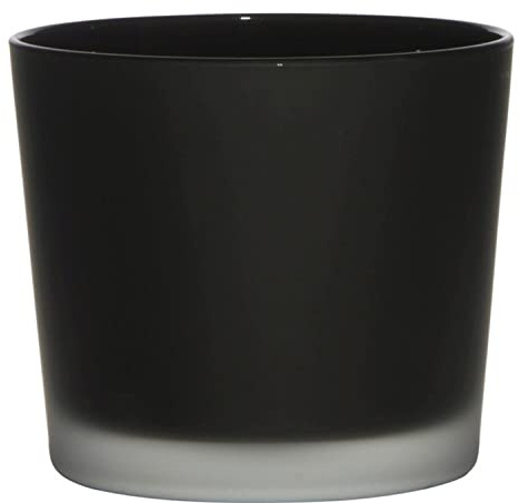 innaGLAS Cache-Pot en Verre Alena Frost, Noir Mat, 12,5cm, Ø14,5cm - Petit Pot de Fleurs