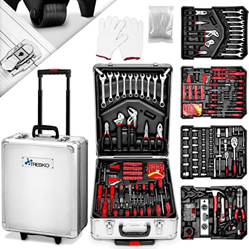 TRESKO® Maletín de Herramientas 1400 Piezas | Portaherramientas Portátil | Set/Caja con herramientas | Maleta de Cromo Vanadio y Acero