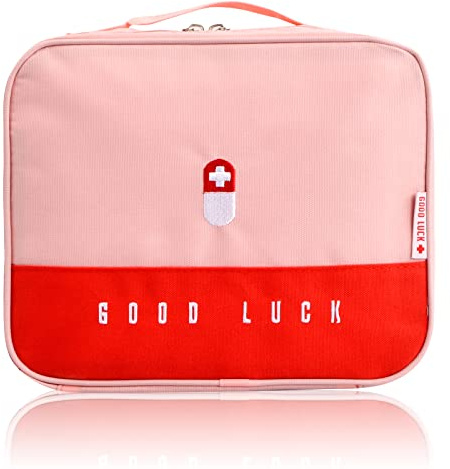 Trousse de Premiers Secours Portable, Médical Étanche de Grande Capacité Sac de Médecine Portable Trousse de Secours Vide, Multifonctionnelle Boîte Médicale pour Maison Voyages, 25x20x13.5cm (Rose)