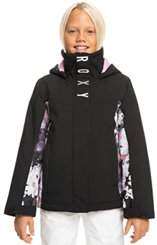 Roxy Girls DryFlight Galaxy Snow Jacket, 10/Medium, True Black Blurry Flower