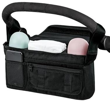 HOFISH 2 in 1 Baby Stroller Organizer & Portable Baby Bag，Neoprene Material Diaper Storage & Adjustable Straps,Safe & Secure,Universal Accessories Fits Most Strollers (Black, OneSize)