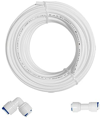 PAROAD 15m 6,35mm (1/4 zoll) Kühlschrankschlauch, Wasserzulaufleitung Anschluss-Set für Kühlschrank Side by Side, Wasserschlauch, Umkehrosmoseanlage, Aquarium, (I + L Form Schnellsteckverbinder)