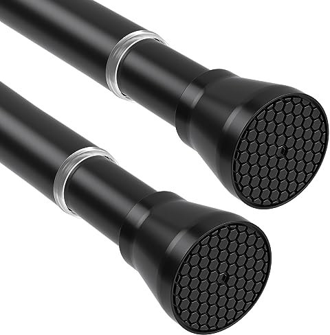 Tension Curtain Rod 2Pack Black Tension Rod Adjustable Curtain Rod No Drilling Tension Rods for Windows 28 to 48 Inch Curtain Rods Expandable Pressure Tension rods for Closet