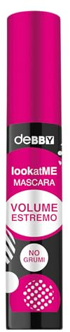 deBBY, lookatME MASCARA VOLUME ESTREMO, Formula con Fibre Volumizzanti Senza Grumi, Scovolino in Fibra a Forma di Clessidra, Effetto Ciglia Definite e Modellate, Texture Modulabile