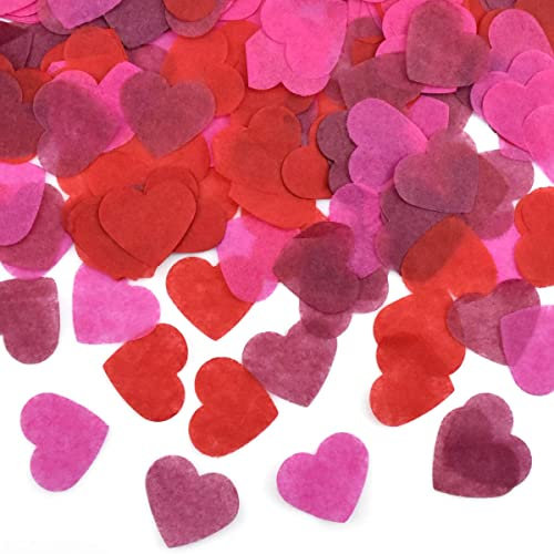 Volumoon 6000Pcs Herzen konfetti, Konfetti Hochzeit, Rosa Rot Konfetti, Papier konfettis, Tischkonfetti, Tisch Deko für Geburtstag Party, Baby Shower, Abschlussfeier