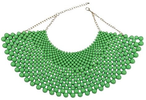 Florate Big Chunky Ball Beaded Choker Collar Pendant Necklace for Women Handmade Chain Metal Statement Jewelry, Acrylic, bead