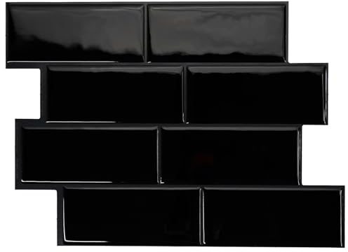Smart Tiles Klebefliesen, Metro Tiefschwarz, 29,34x21,28 cm