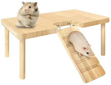 HUNYA Hamster Plattform, Hamsterleiter, Hölzerne Hamster Kletter Plattformen, Haustier Spielplatz, Hamster Kletter Spielzeug, Hamsterkäfig Plattformen, Hamster Zubehör