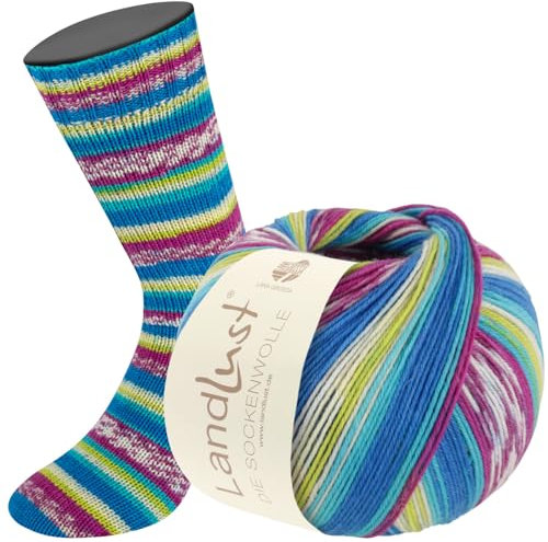 LANA GROSSA Landlust die Sockenwolle | Garn aus Merinowolle in verschiedenen Farben | Handstrickgarn aus 80% Schurwolle (Merino) & 20% Polyamid | 100g Wolle zum Stricken & Häkeln | 420m Garn FB312