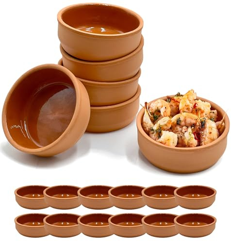 Tapas Schalen Braun | Auflaufformen aus Ton | Cazuela Schale | Schälchen | Mediterran |Tonschalen Braun Ø11,5cm (12)