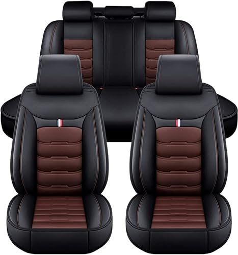 VALCLA Autositzbezüge für Infiniti FX SUV FX35/FX37/FX40/FX45/FX50, 5 Sitzer PU Leder Wasserdicht Bequem Rutschfester vorne hinten Autositzbezüge, Auto Innenraum Zubehör,C Black Coffee