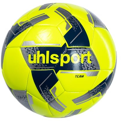 uhlsport Team Football, Ballon de Football de Jeu Ballon d'entraînement, Gazon, Convient pour Le Secteur Amateur et Professionnel, Jaune/Argent - Taille 5