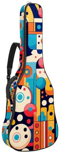 Tasche für Akustikgitarren, Universaltasche für 40/41/42 Zoll Gitarren, wasserdicht mit Schutzschicht, mehrere Taschen, bunt, abstrakt, geometrisch, mehrfarbig, 42.9x16.9x4.7 in, Gitarrentasche