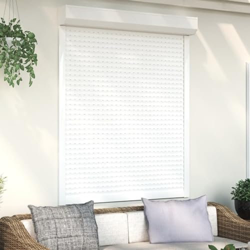 Brokky Tapparella Avvolgibile in Alluminio 120x150 cm Bianca,Tenda a Rullo Giorno e Notte Senza Fori,Strisce Filtranti e Oscuranti,per Porte e Finestre