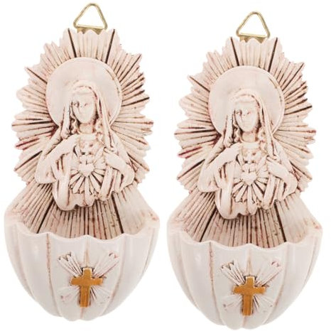 PRETYZOOM 2pcs Resin Holy Water Font Wall Hanging Ornament for Home Chapel Entrance Enhances Sacred Atmosphere for Confirmation and Baptism