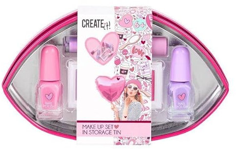 Create It! - Set Maquillaje Corazón Lata Labios V2 | Tonos Pastel