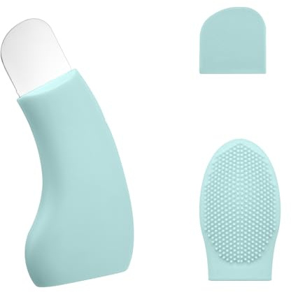 Outil d'Élimination des Points Noirs, Silicone Acier Inoxydable Outil de Grattage du Visage Extracteur de Points Noirs avec Couvercle Anti-Poussière en Silicone Extracteur de Pores (Vert)