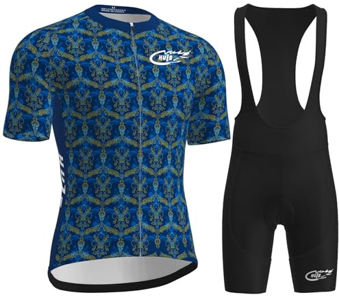 HULG Tuta Ciclismo Uomo,completo Uomo Manica Corta,completi Ciclismo Squadre,Tuta Da Triathlon Imbottita 9D, Traspirante E Ad Asciugatura Rapida, Ideale Per Allenamenti Di Ciclismo (Color-01-B,M)