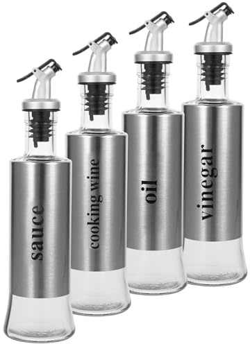 Alipis 4piezas Botellas Dispensadoras Aceitera y Vinagrera Diseño Antigoteo Para Salsas Vinagre Aceite Utensilios De Cocina