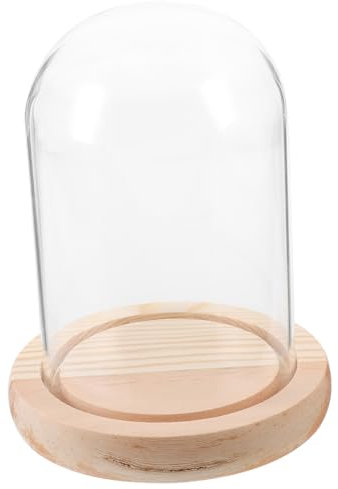 BRIGHTFUFU Eternal Flower Glass Dome Cloche Base Display Cover for Landscape Decorative Centerpiece for Home Tabletop Decor and Crafts