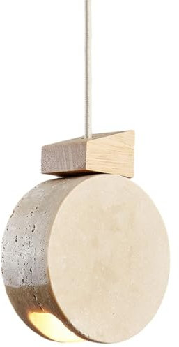 USMCPQVXN Lámparas de Techo para Cocina, Estilo Japonés Wabi-Sabi, Lámpara Colgante con Pantalla de Travertino Beige para Dormitorio, Barra, Recibidor Y Pasillo (Color Nogal)./Color de la Madera