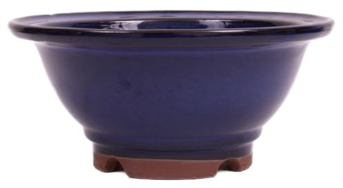 Bonsai - Schale rund 19 Ø x 8.5 cm blau frostfest aus Japan 22018