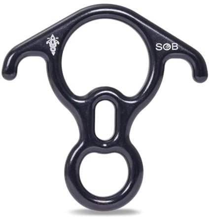 SOB 40KN Abseilachter-8er Abseilgerät Sicherungsgerät aus Aluminium-Magnesium-Legierung für Klettern, Höhenrettung & Bergsteigen – Professionelles Abseilzubehör (Black)