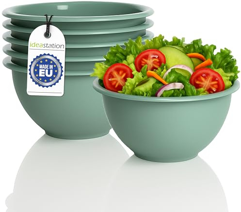 idea-station Müslischalen aus Kunststoff - 6 Stück - 650 ml - grün-grau