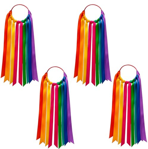 YREYBN Rainbow Ribbon, 4Pcs Dance Ribbons for Children, 45cm Sensory Ribbons for Gymnastics and Dancing, Colorful Streamers for Performance and Training