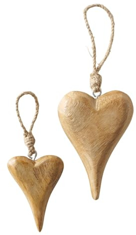 Boltze - Herzanhänger, Dekoration aus Holz 2-Set klein und groß