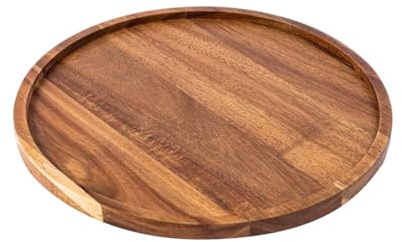 Grand plateau rond en bois d'acacia, table basse, plaque en bois, apéritif, charcuterie, bougeoir, style vintage, plateau de service décoratif en bois, 20 cm