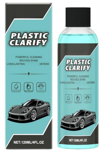 120ML Black Plastic Restorer & Car Interior Plastic Cleaner, Pla/stic Clarify for Cars, Multipurpose Car Scratch Remover Spray – Black Trim Restorer, Plast/ic Polish, Waterless Spray Wax for Rubber