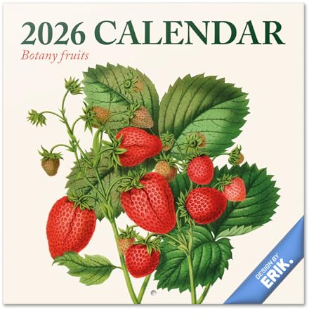 Grupo Erik - Calendrier 2026 Mural Fruits - Calendrier Mural 2026 Mensuel │ Idee Cadeau : Calendriers Muraux │ De Janvier à Décembre : Espace pour notes et Illustrations décoratives (30x60 cm)