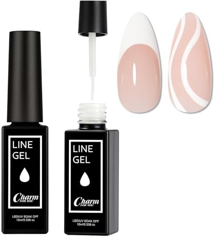 White Gel Liner Nail Polish - Painted Gel Nail Polish for French Tip & Nail Art, White Liner Polish for Precise Lines, Thin Brush Buildable white Nail gel for Salon-Quality Designs-10ml