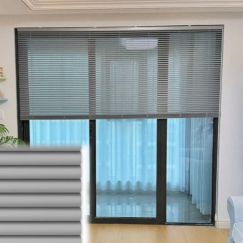 Aluminium Jalousien für Innen Fenster 30 45 75 80 110 120 140 165 180 200 210 cm Breite, 25mm Lamellen Horizontal Verdunkelungs Alu Jalousette, Wetterfest Jalousie, Einfache Montage(Silver Grey)