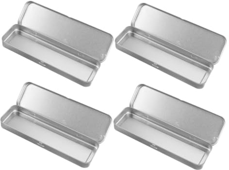 MAGICLULU 4pcs Tinplate Pencil Box Stylish Pen Holder for Students School Supplies Organizer Case