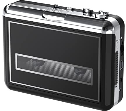 Portable Cassette Player & Convert Tape to Digital MP3 Digital, Retro Tape Recorder Walkmaner with Auto-Reverse,2 AA Batteries/USB Powered(Black)