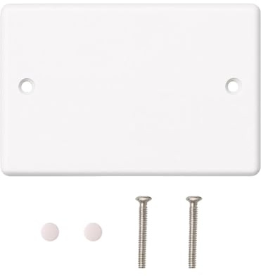 Wellrun 1pcs Double Gang Blank Plate,Waterproof Plug Faceplate with Screws,White Blanking Cover for Electrical Sockets & Switches