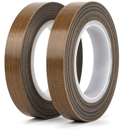 WinHoliLux 2 Stück Teflonband, Selbstklebendes Hitzebeständiges Klebeband 10m × 10mm x 0,18 mm (Dicke), Dichtband Hochtemperaturband, PTFE-Glasgewebeband Wasserfest