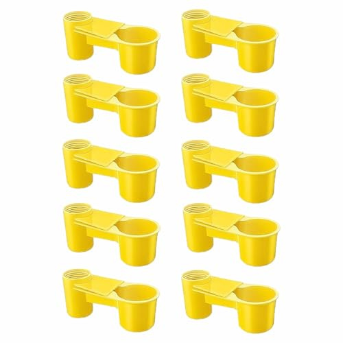 10 x Vogelkäfig-Wasserspender, gelber Käfig, Wassertränke, Tasse, automatisches Vogeltränken, Zubehör für Hühner, Tauben, Futtertrog, Tierfütterung