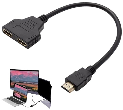LgCiXli Divisor HDMI 1 a 2 | Duplicación de pantalla dual para cine en casa y presentaciones | Transmisión de señal Full HD 1080p sin pérdidas | Contactos chapados en oro 24K | Negro