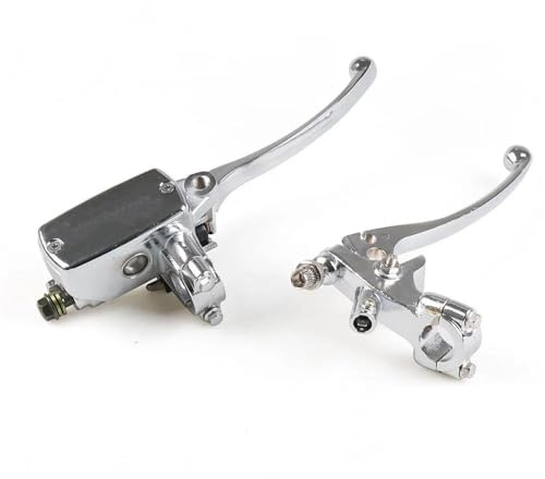 Motorrad 7/8 22 MM Lenker Hauptzylinder Hydraulische Bremssteuerung Mit Kupplungshebel Kupplung Bremshebel(Silver)