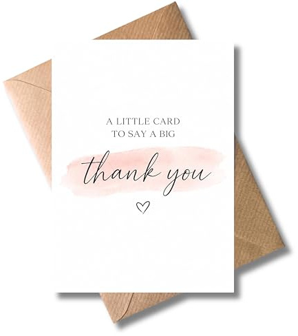 WBdesignz süße minimalistische Dankeskarte mit Umschlag - big thank you mit Herz - Liebevolle aquarell Danksagung Karte für Freunde Kollegen & Familie - Dankeschön Abschied Danke sagen (DIN A6)