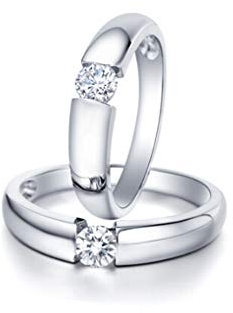 KnSam Platin Ringe Einfache Runde Mit Eingelegtem Diamant 0,35 Ct Diamantring Frauen EIN Paar Ringe Paarpreis Ringe Set Silber
