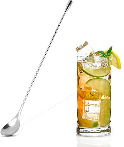 Cuillère à cocktail en métal de 12 pouces, Cuillères à Latte Macchiato, cuillères de mélange d'acier inoxydable pour le kit de cocktail