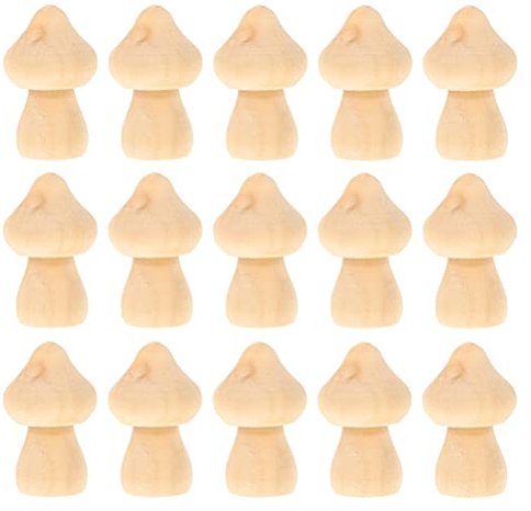 Figure in legno da dipingere, 15 pezzi, funghi in legno, miniatura, ornamenti per torte in legno, coni di Natale, decorazioni fai da te per bambini, accessori