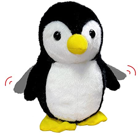 YH YUHUNG Peluche Pinguino Cammina e Parla – Ripete le tue parole con voce chiara, batte le ali mentre cammina, morbido peluche, uso con un solo interruttore, 3×AAA (non incluse)
