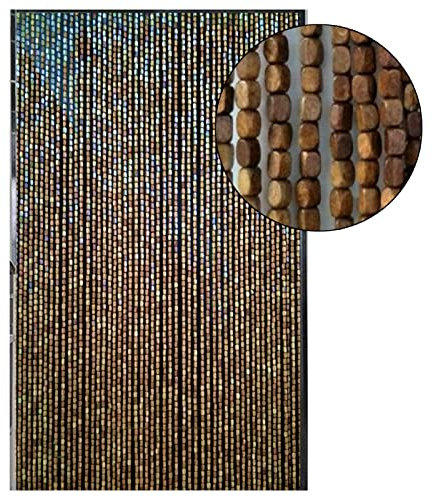 FWTXZTER Perlenvorhang Holz, 90 Stränge Hängender Holzperlenvorhang Türvorhang, Hölzern Perlenvorhang 90x200cm Bambusvorhang Balkontür Vorhang Tüir Perlen Holz (Dunkelbraun, 90×200cm, 90S)
